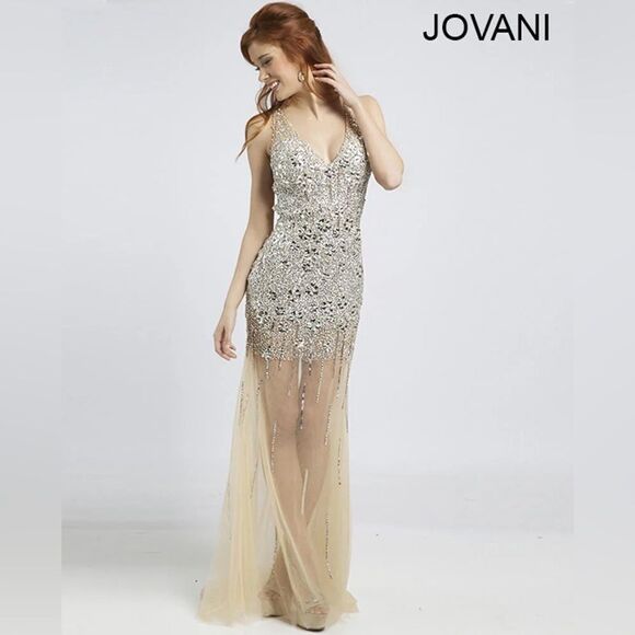 Jovani 90736A Embellished Illusion Dress size 4 NWT - Picture 5 of 14